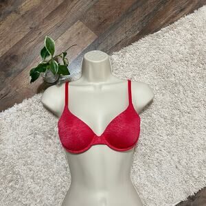 Victoria's Secret Size 32B Red Heather Uplift Semi Demi Padded Underwire Bra